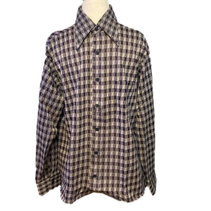 Vintage Kings Road Sears Men’s Long Sleeve Confetti Striped Shirt Blue White L